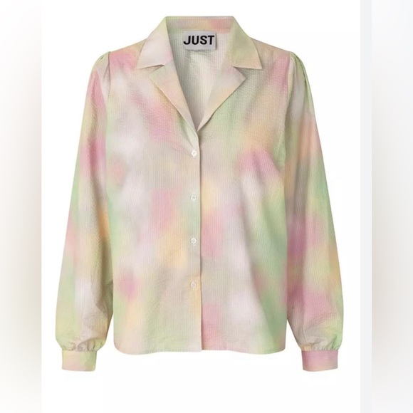 JUST Pastel Nikki Tie-Dye Buttondown Blouse Size XS - Picture 1 of 9